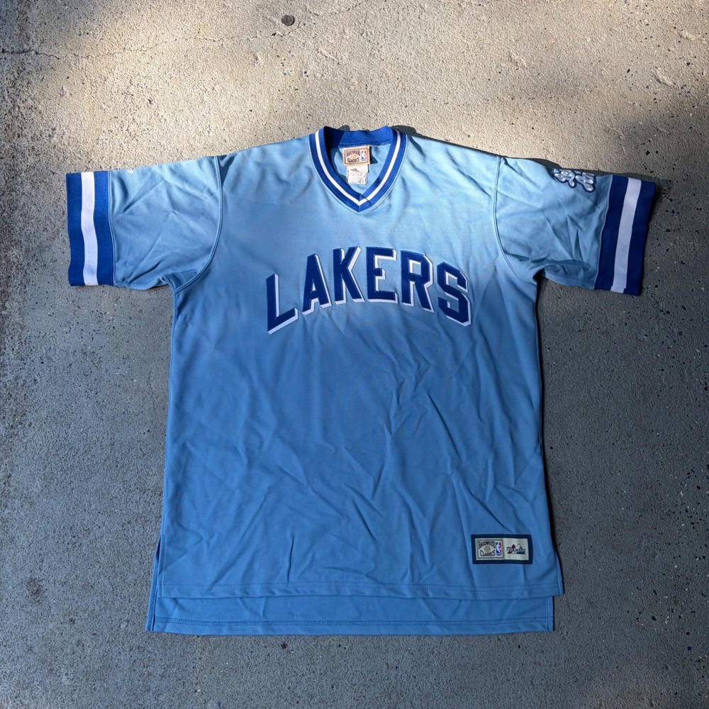 Majestic Hardwood Classics NBA Los Angeles Lakers Shooting Shirt Blue XL USA